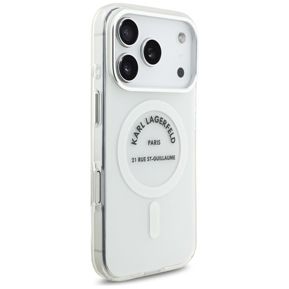 Ovitek MagSafe za Apple iPhone 17 Pro, Karl Lagerfeld, IML Logo RSG, Prozoren