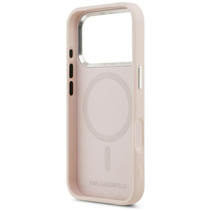Ovitek MagSafe za Apple iPhone 17 Pro, Karl Lagerfeld, začetna črka & kovinski logotip, roza