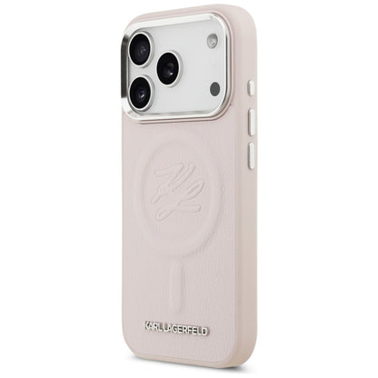 Ovitek MagSafe za Apple iPhone 17 Pro, Karl Lagerfeld, začetna črka & kovinski logotip, roza