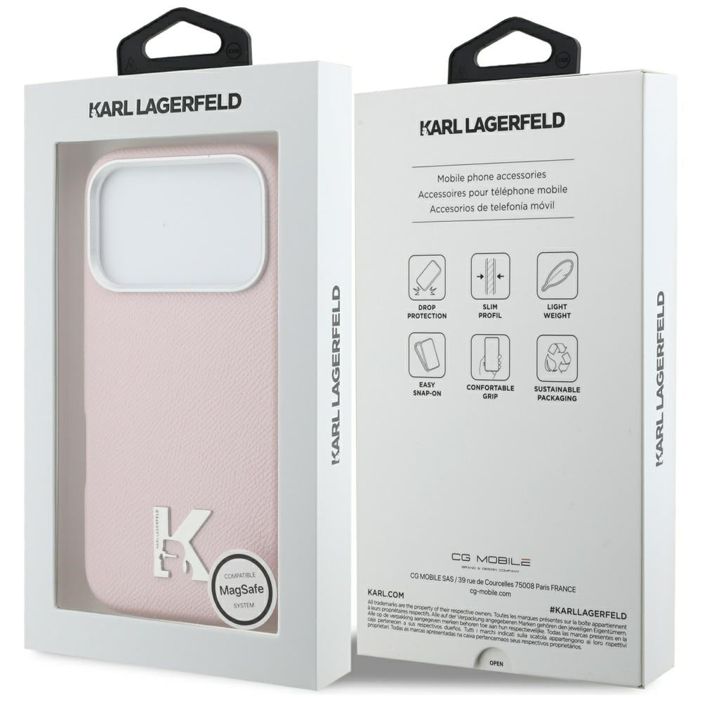 Ovitek MagSafe za Apple iPhone 17 Pro, Karl Lagerfeld, Karl Head Logo, Roza