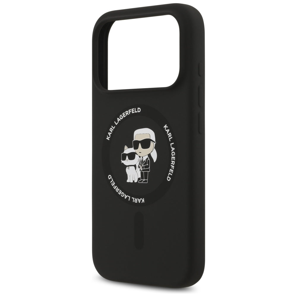 Ovitek MagSafe za Apple iPhone 17 Pro, Karl Lagerfeld, Ring Karl & Choupette, črn