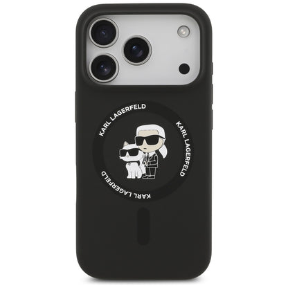 Ovitek MagSafe za Apple iPhone 17 Pro, Karl Lagerfeld, Ring Karl & Choupette, črn