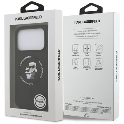 Ovitek MagSafe za Apple iPhone 17 Pro, Karl Lagerfeld, Ring Karl & Choupette, črn