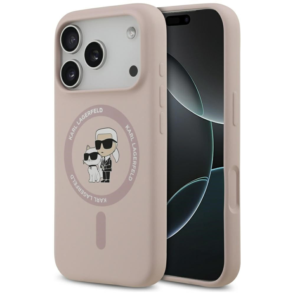 Ovitek MagSafe za Apple iPhone 17 Pro, Karl Lagerfeld, Ring Karl & Choupette, Roza