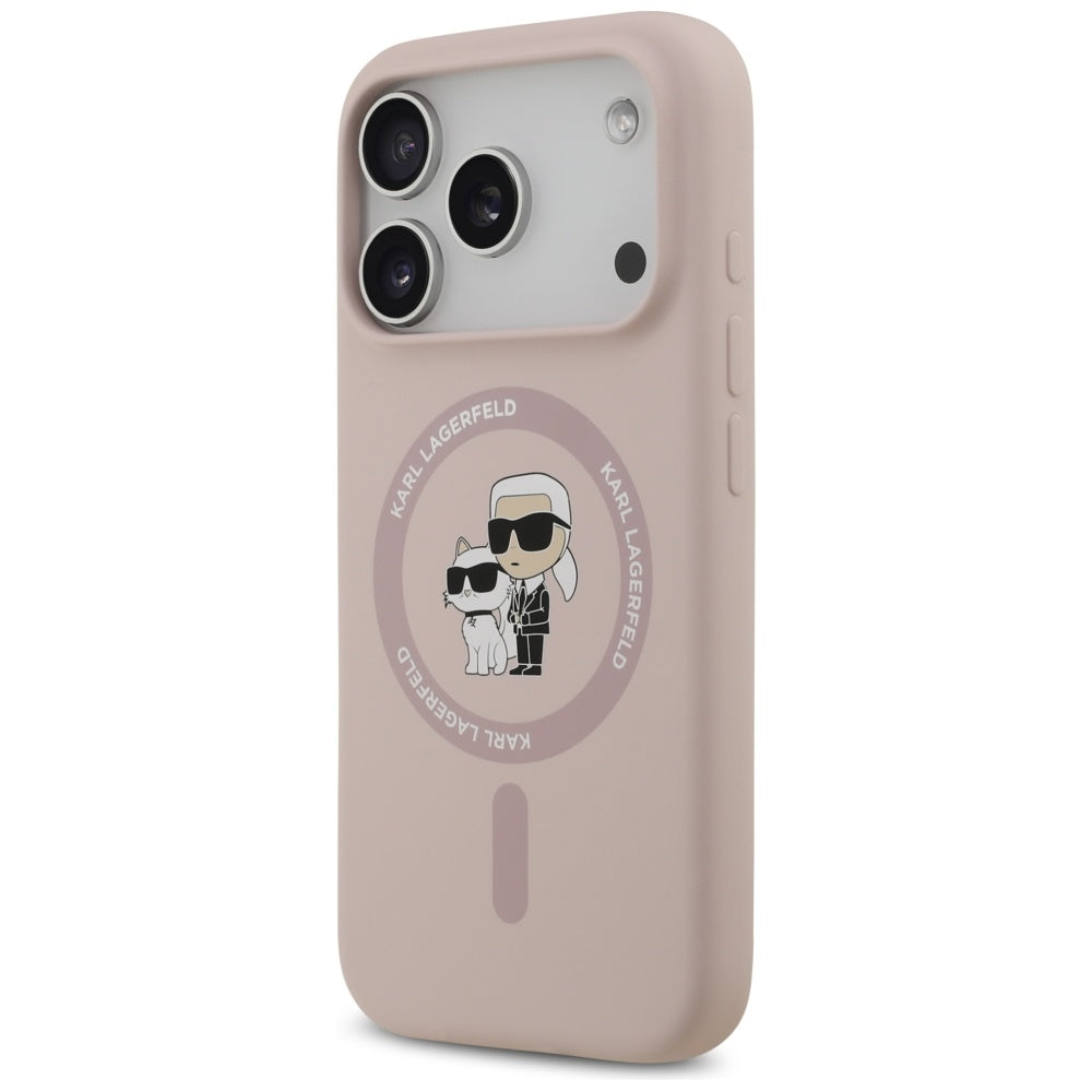 Ovitek MagSafe za Apple iPhone 17 Pro, Karl Lagerfeld, Ring Karl & Choupette, Roza
