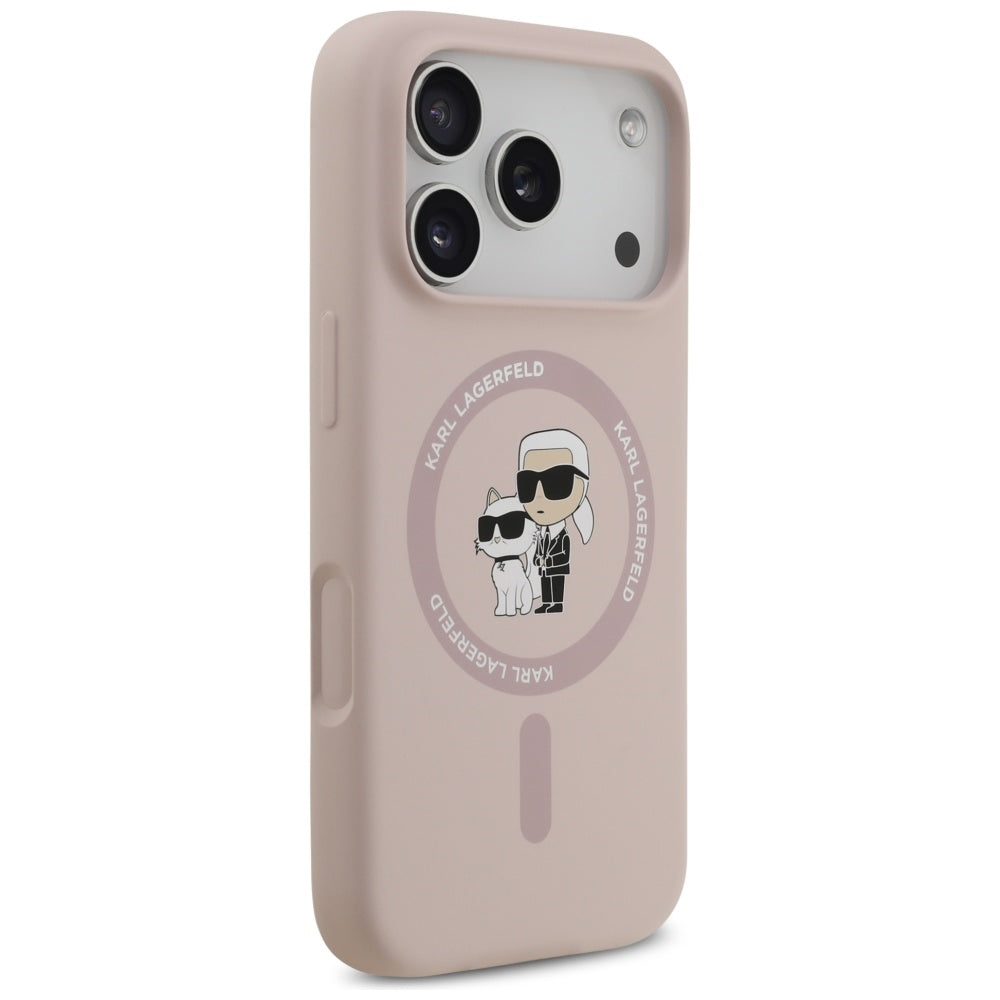 Ovitek MagSafe za Apple iPhone 17 Pro, Karl Lagerfeld, Ring Karl & Choupette, Roza
