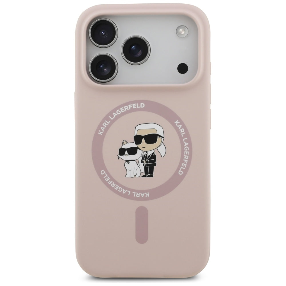 Ovitek MagSafe za Apple iPhone 17 Pro, Karl Lagerfeld, Ring Karl & Choupette, Roza