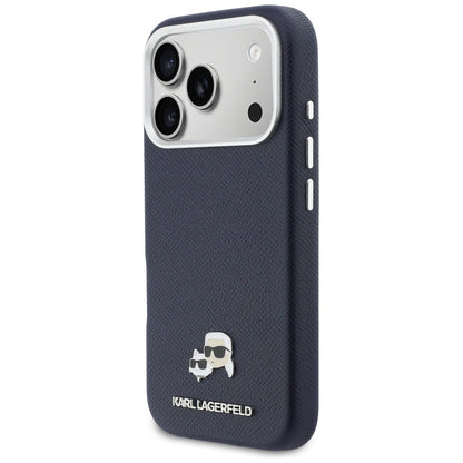 Ovitek MagSafe za Apple iPhone 17 Pro, Karl Lagerfeld, Saffiano Karl & Choupette Pins, Modra
