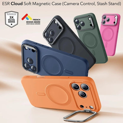 Ovitek MagSafe za Apple iPhone 17 Pro Max, ESR, Cloud Soft Kickstand, Oranžen