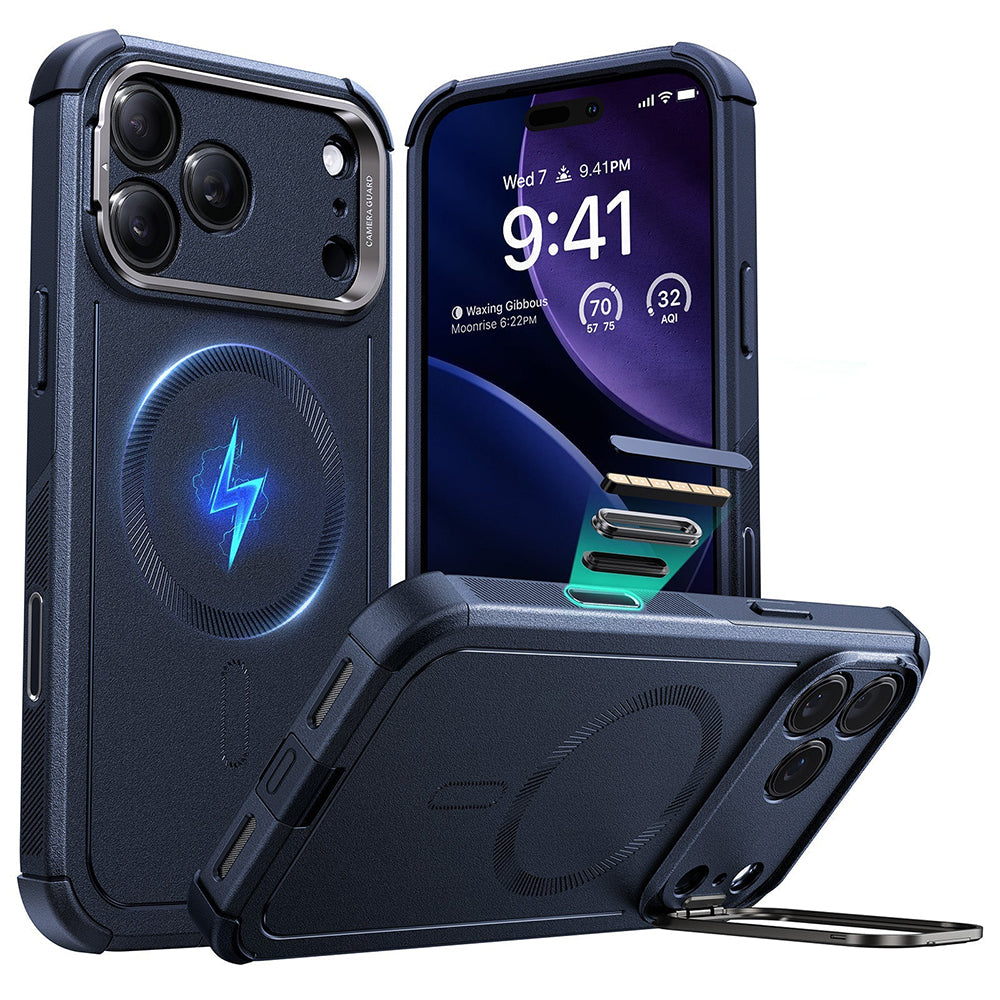 Ovitek MagSafe za Apple iPhone 17 Pro Max, ESR, Cyber Armor Kickstand, Modra