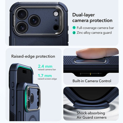 Ovitek MagSafe za Apple iPhone 17 Pro Max, ESR, Cyber Armor Kickstand, Modra