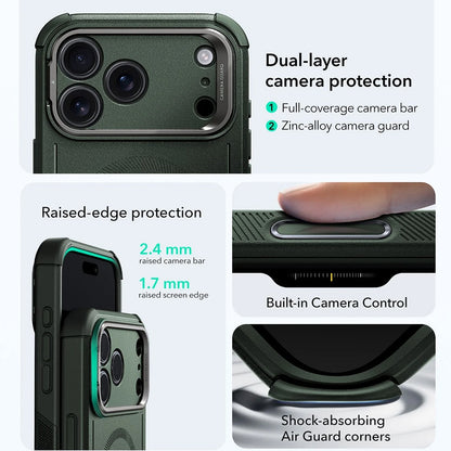 Ovitek MagSafe za Apple iPhone 17 Pro Max, ESR, Cyber Armor Kickstand, Zelen