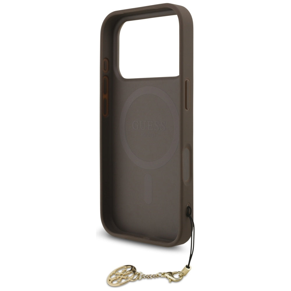 Ovitek MagSafe za Apple iPhone 17 Pro Max, Guess, 4G Charm Cradle, rjava