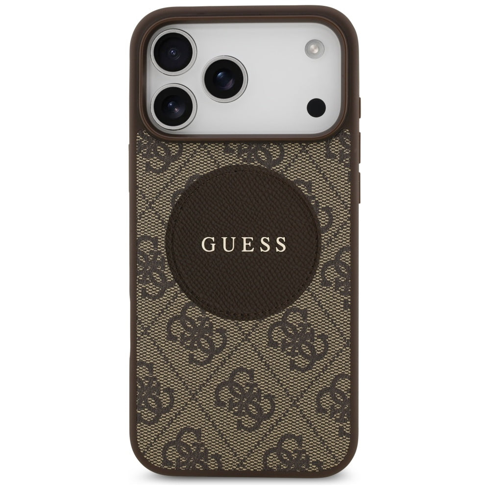 Ovitek MagSafe za Apple iPhone 17 Pro Max, Guess, 4G Circle Classic Logo, rjava