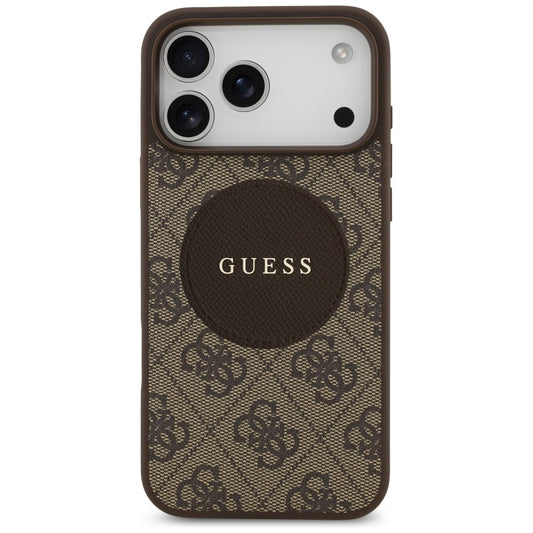 Ovitek MagSafe za Apple iPhone 17 Pro Max, Guess, 4G Circle Classic Logo, rjava