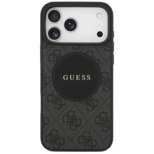 Ovitek MagSafe za Apple iPhone 17 Pro Max, Guess, 4G Circle Classic Logo, Črn
