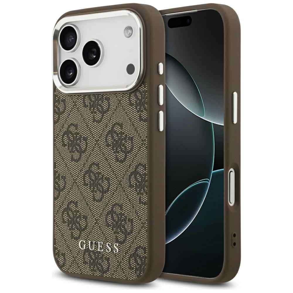 Ovitek MagSafe za Apple iPhone 17 Pro Max, Guess, 4G Classic Logo, Rjava