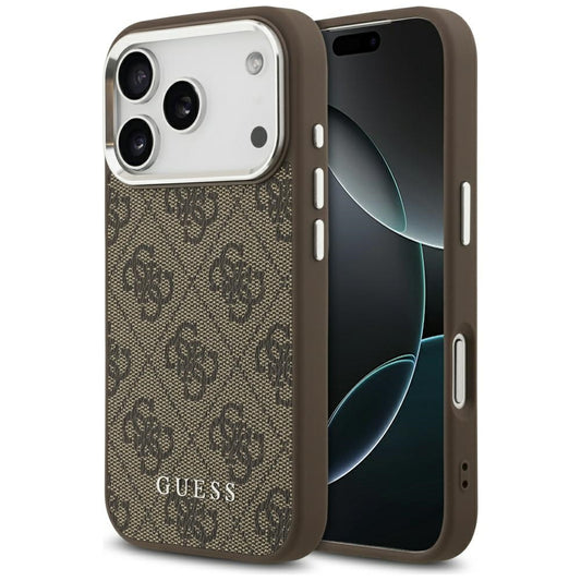 Ovitek MagSafe za Apple iPhone 17 Pro Max, Guess, 4G Classic Logo, Rjava