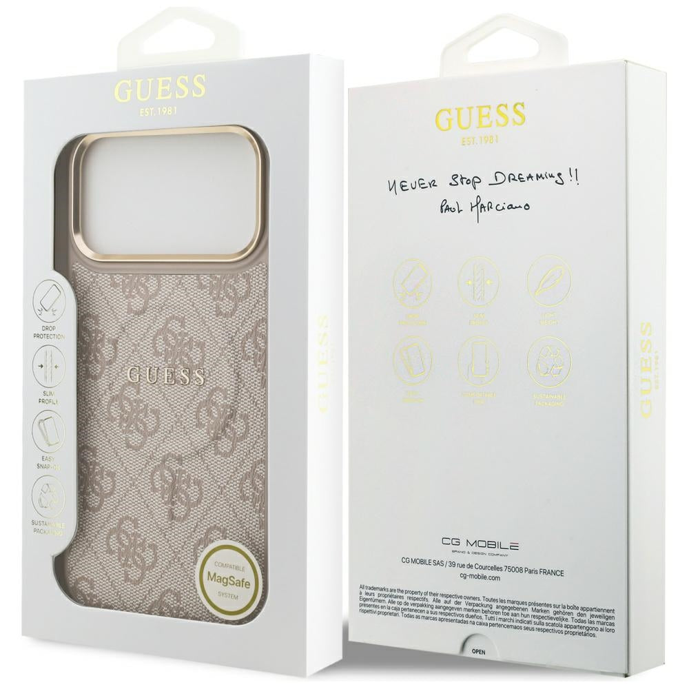 MagSafe ovitek za Apple iPhone 17 Pro Max, Guess, 4G Classic, Roza