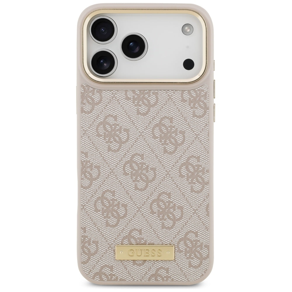 Ovitek MagSafe za Apple iPhone 17 Pro Max, Guess, 4G Logo Plate, Roza