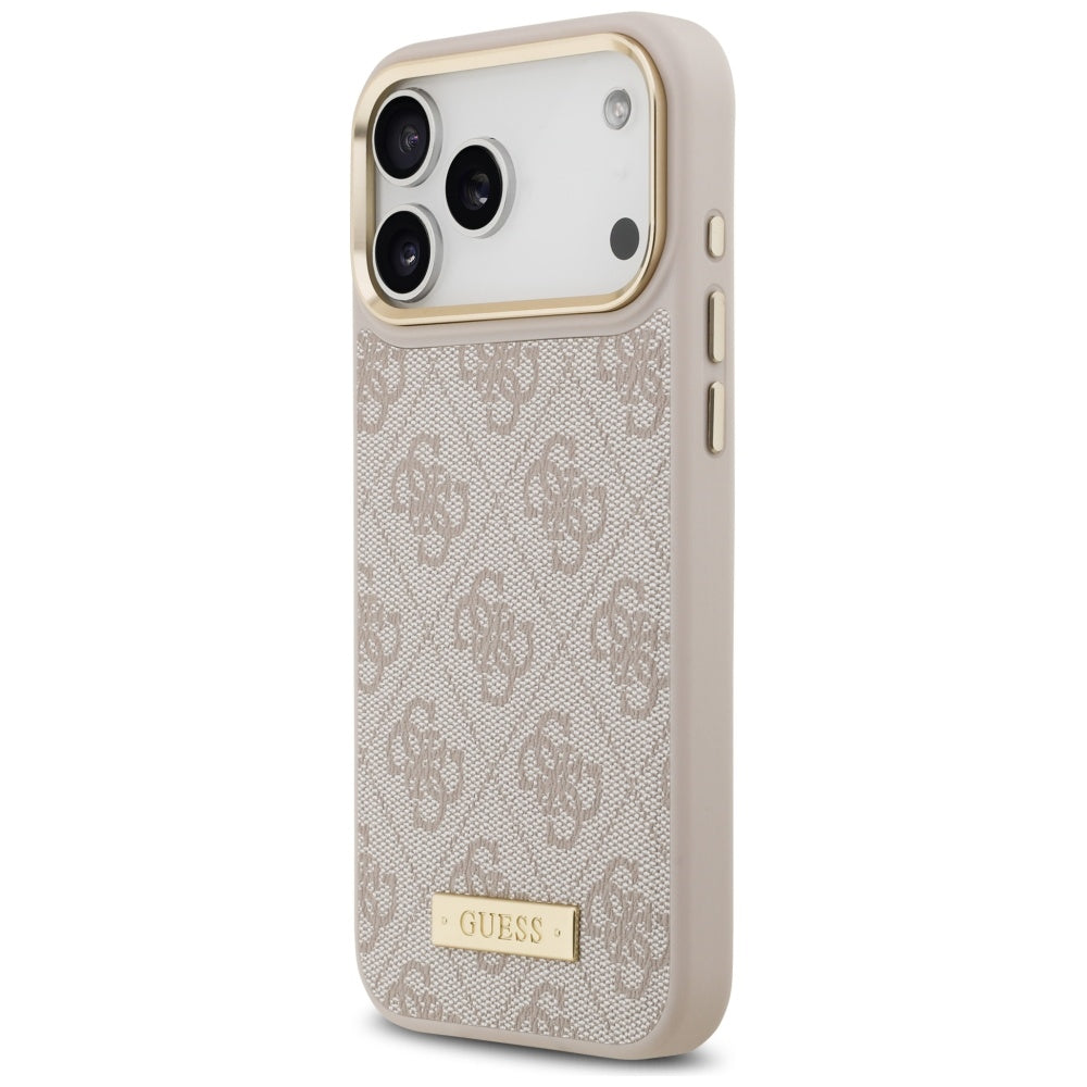 Ovitek MagSafe za Apple iPhone 17 Pro Max, Guess, 4G Logo Plate, Roza