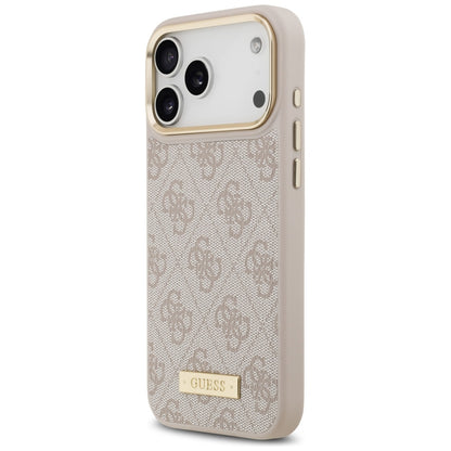 Ovitek MagSafe za Apple iPhone 17 Pro Max, Guess, 4G Logo Plate, Roza