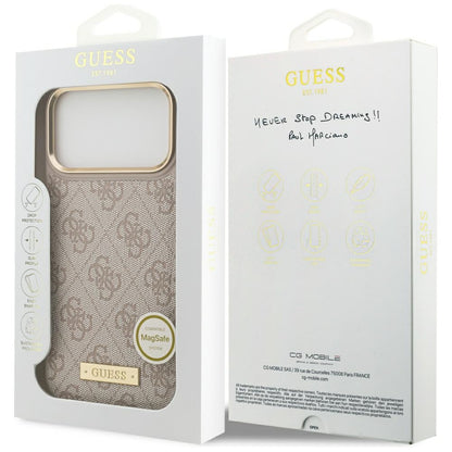 Ovitek MagSafe za Apple iPhone 17 Pro Max, Guess, 4G Logo Plate, Roza