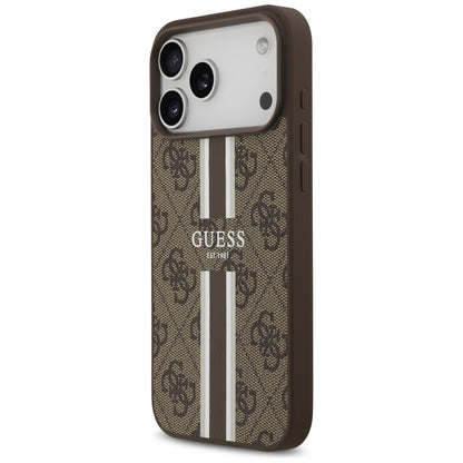 Ovitek MagSafe za Apple iPhone 17 Pro Max, Guess, 4G Printed Stripes, rjava