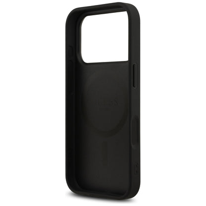 MagSafe ovitek za Apple iPhone 17 Pro Max, Guess, 4G Printed Stripes, črn