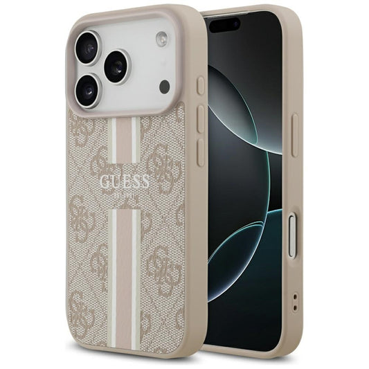 MagSafe ovitek za Apple iPhone 17 Pro Max, Guess, 4G Printed Stripes, Roza