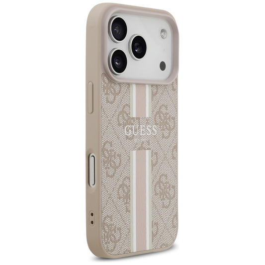 MagSafe ovitek za Apple iPhone 17 Pro Max, Guess, 4G Printed Stripes, Roza