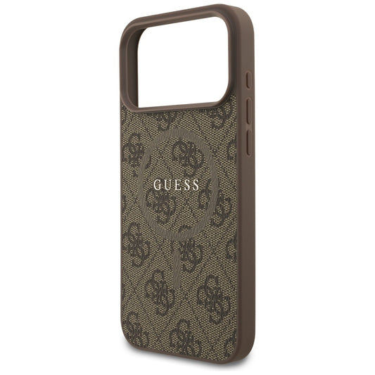 MagSafe ovitek za Apple iPhone 17 Pro Max, Guess, 4G Ring Classic Logo, rjava