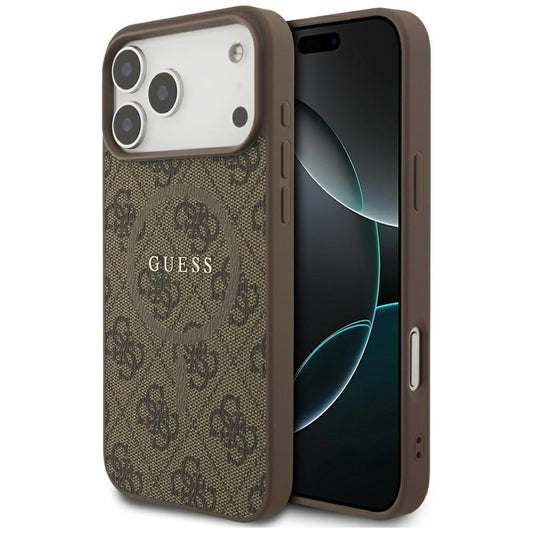 MagSafe ovitek za Apple iPhone 17 Pro Max, Guess, 4G Ring Classic Logo, rjava