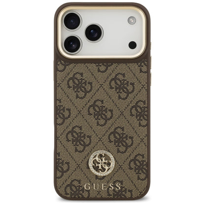 Ovitek MagSafe za Apple iPhone 17 Pro Max, Guess, 4G Strass Logo z velikim trakom, rjava