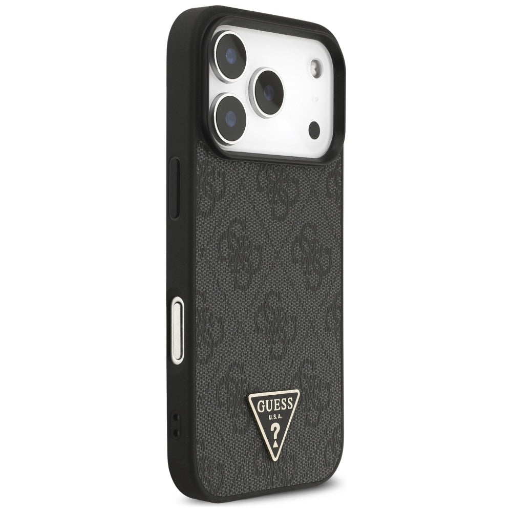 Ovitek MagSafe za Apple iPhone 17 Pro Max, Guess, 4G Triangle Logo with Cord Strap, črn