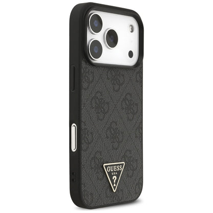Ovitek MagSafe za Apple iPhone 17 Pro Max, Guess, 4G Triangle Logo with Cord Strap, črn