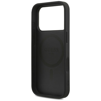 Ovitek MagSafe za Apple iPhone 17 Pro Max, Guess, 4G Triangle Logo with Cord Strap, črn