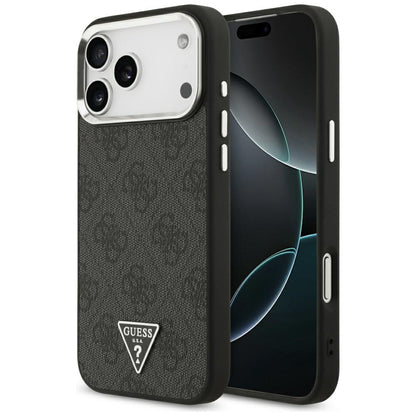 MagSafe ovitek za Apple iPhone 17 Pro Max, Guess, 4G Triangle Logo, črno srebrn.