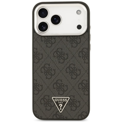 MagSafe ovitek za Apple iPhone 17 Pro Max, Guess, 4G Triangle Logo, črno srebrn.
