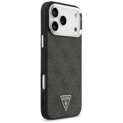 MagSafe ovitek za Apple iPhone 17 Pro Max, Guess, 4G Triangle Logo, črno srebrn.