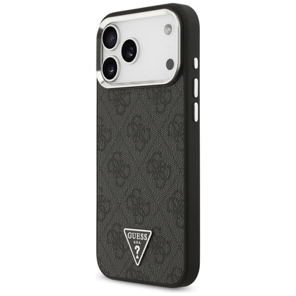 MagSafe ovitek za Apple iPhone 17 Pro Max, Guess, 4G Triangle Logo, črno srebrn.