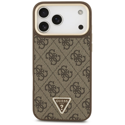 MagSafe ovitek za Apple iPhone 17 Pro Max, Guess, 4G Triangle Logo with Big Strap, rjava