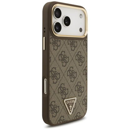 MagSafe ovitek za Apple iPhone 17 Pro Max, Guess, 4G Triangle Logo with Big Strap, rjava