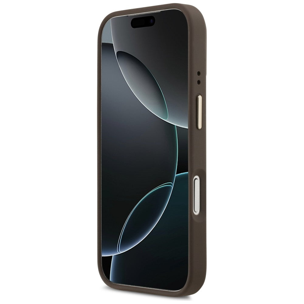 MagSafe ovitek za Apple iPhone 17 Pro Max, Guess, 4G Triangle Logo with Stand Camera, Zlato rjava