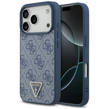 Ovitek MagSafe za Apple iPhone 17 Pro Max, Guess, 4G Triangle Strass, Modra