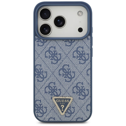 Ovitek MagSafe za Apple iPhone 17 Pro Max, Guess, 4G Triangle Strass, Modra