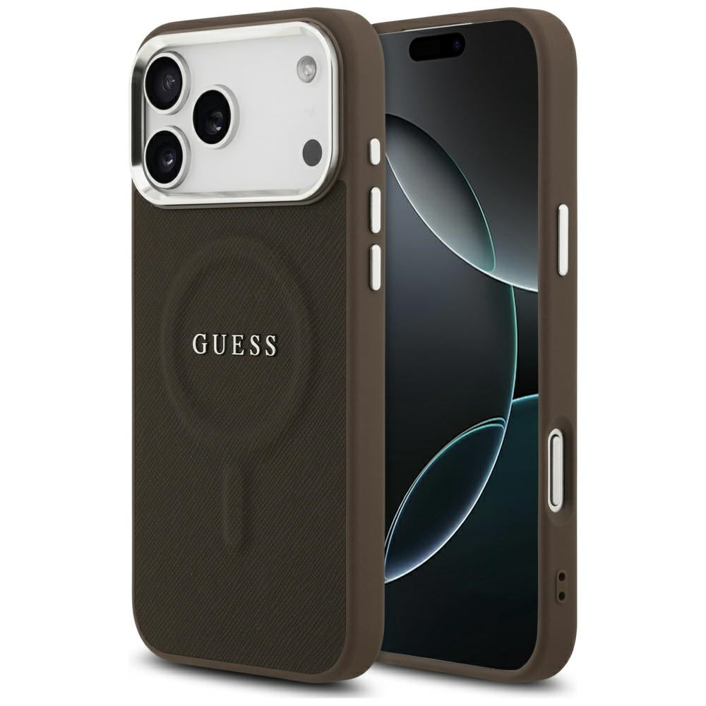 Ovitek MagSafe za Apple iPhone 17 Pro Max, Guess, Classic Logo, Rjava