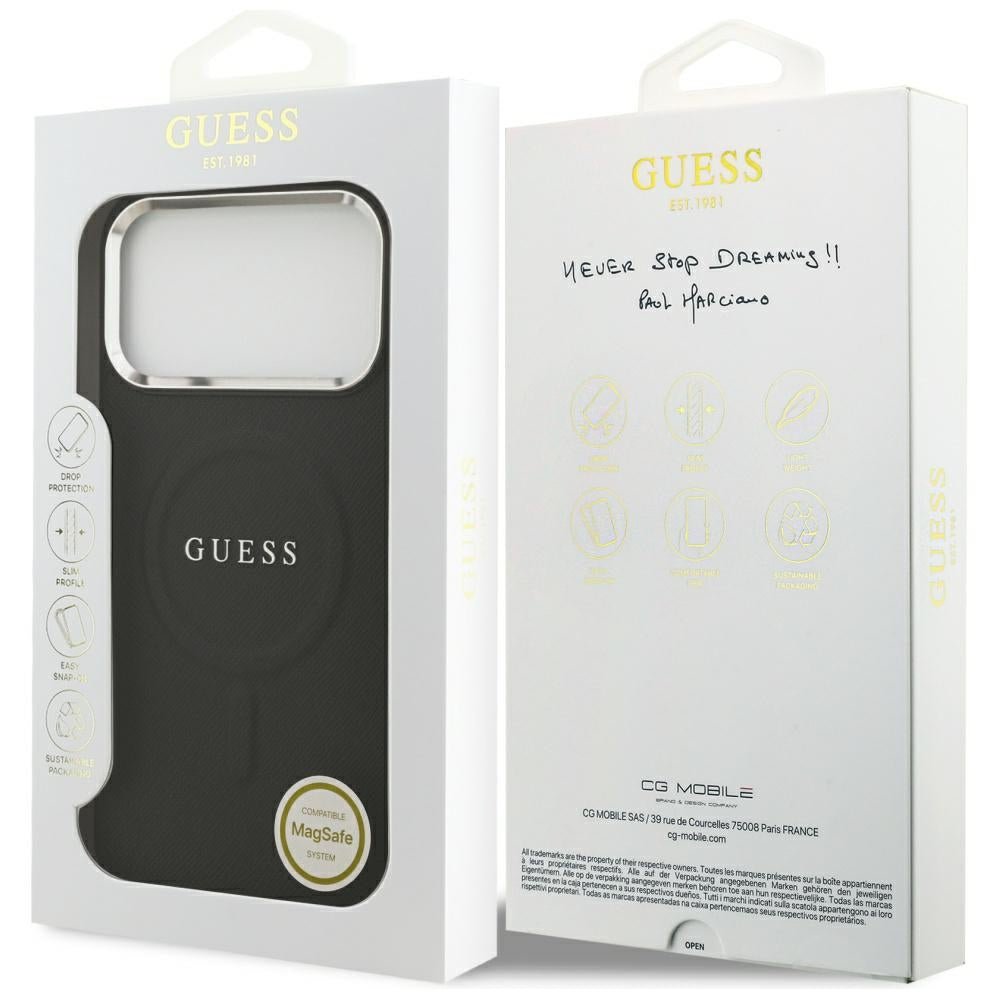 Ovitek MagSafe za Apple iPhone 17 Pro Max, Guess, Classic Logo, Črn