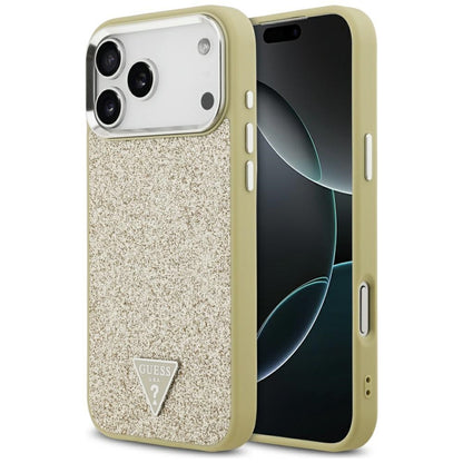 Ovitek MagSafe za Apple iPhone 17 Pro Max, Guess, Glitter Triangle Logo, Zlat