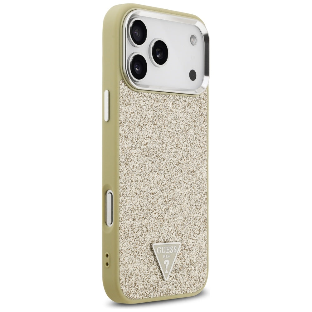Ovitek MagSafe za Apple iPhone 17 Pro Max, Guess, Glitter Triangle Logo, Zlat